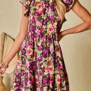 Hailey Flutter Sleeve Floral Dress